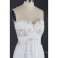 Lace Detail Bodice Strapless Ruffled Long Beach Wedding Dress